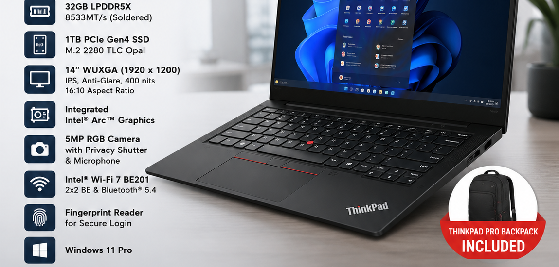 Lenovo ThinkPad T14s Gen 6 - Premium Business Laptop for Corporate Professionals in India - Intel Core Ultra 7, 32GB RAM, 1TB SSD